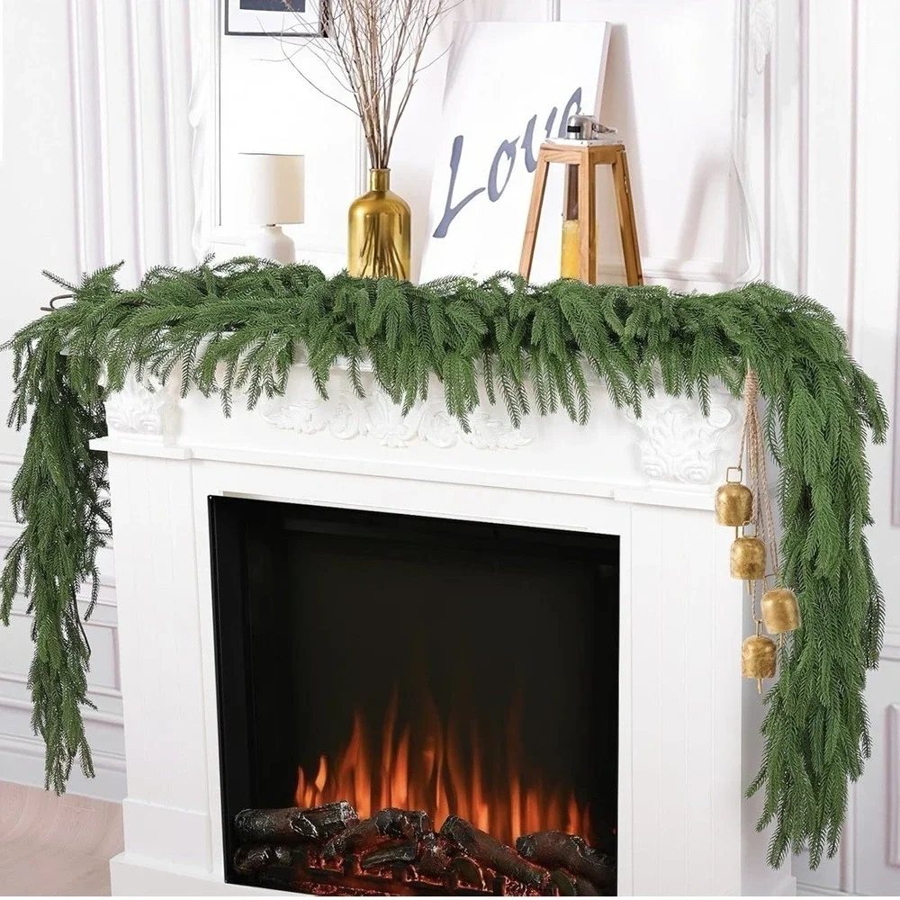 2 Pcs 6ft Realistic Norfolk Pine Christmas Garlands Flexible Decoration Holiday